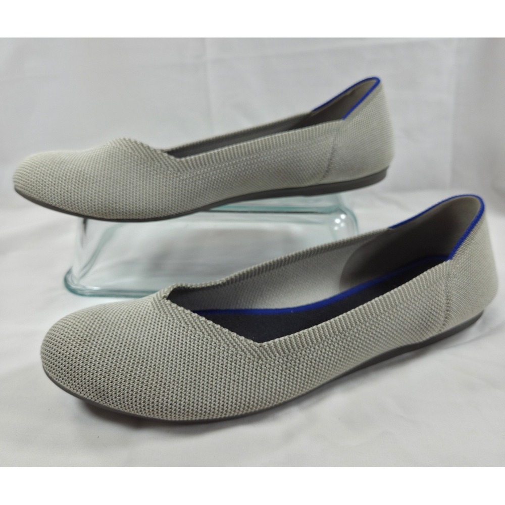 Rothy's Flax Birdseye Classic Round Toe Ballet Flats Gray Womens 9.5 Excellent